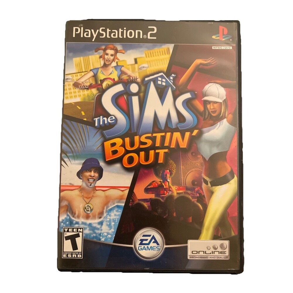 The Sims Bustin' Out (Playstation 2) PS2 Disc, Case, & Manual